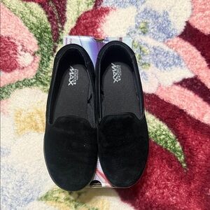 Skechers Black Suede Slip-On Shoes